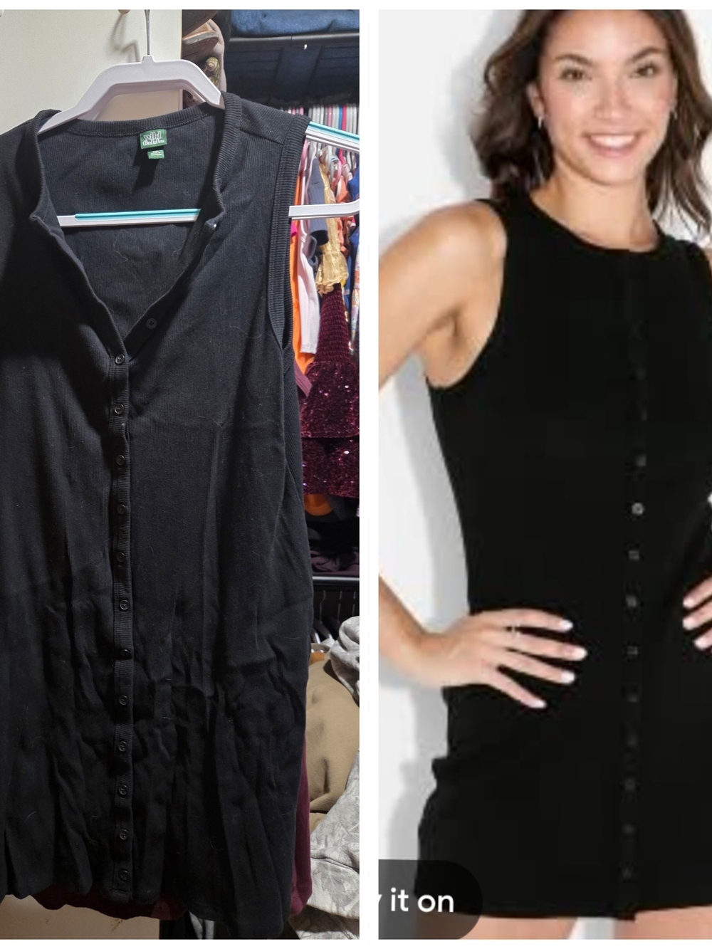 wild fable Black Sleeveless Button-Front Crop Top